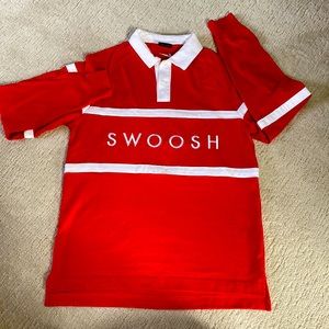Men’s size medium, never worn, long sleeve, collared Nike swoosh top